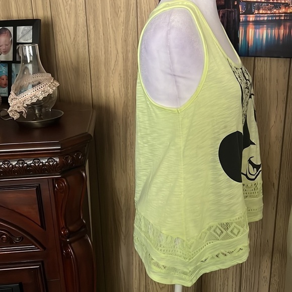 DISNEY SLEEVELESS BLOUSE NEON YELLOW SIZE L(11-13) - Picture 5 of 9